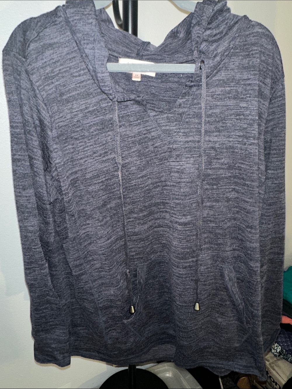 Philosophy Heathered Charcoal Gray Hooded Pullover Sweatshirt